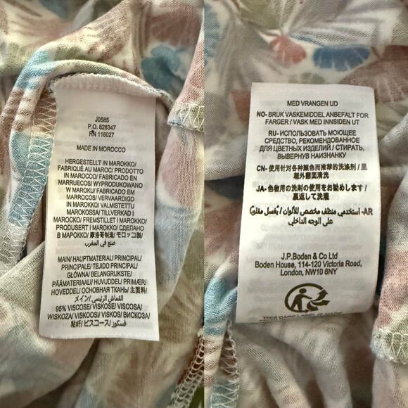 Boden Effie Jersey Dress - Ivory, Palm Leaf Print Size 12 M MEDIUM - Picture 10 of 12